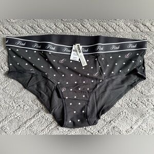 PINK Victoria's Secret Black Heart Pattern cotton hiphugger size XXL